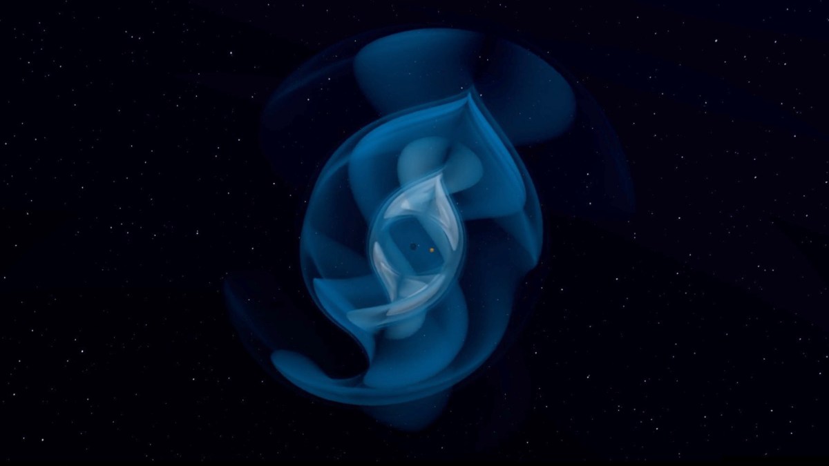 Représentation de GW200115. // Source : S.V.Chaurasia (Stockholm University), T. Dietrich (Potsdam University and Max Planck Institute for Gravitational Physics) Représentation de GW200115. // Source : S.V.Chaurasia (Stockholm University), T. Dietrich (Potsdam University and Max Planck Institute for Gravitational Physics)