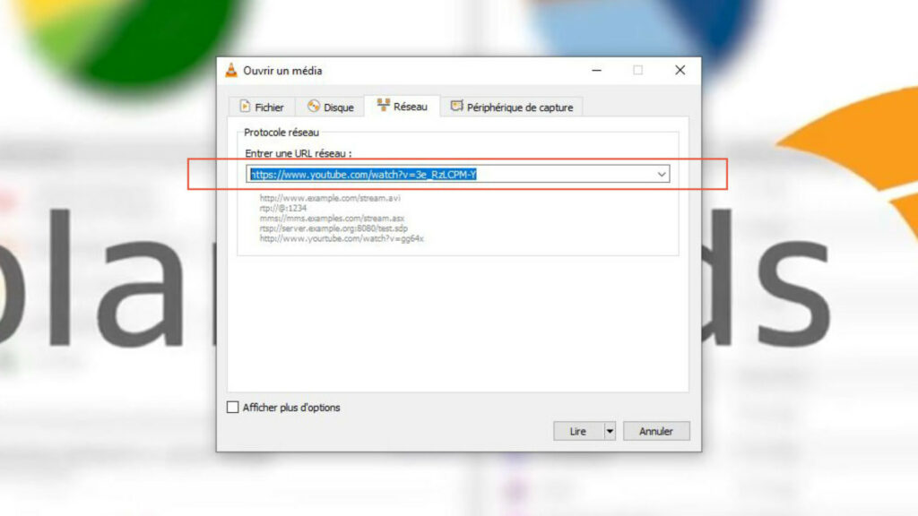 L'emplacement dans lequel il faut coller le lien de la vidéo YouTube. // Source : Capture d'écran L'emplacement dans lequel il faut coller le lien de la vidéo YouTube. // Source : Capture d'écran