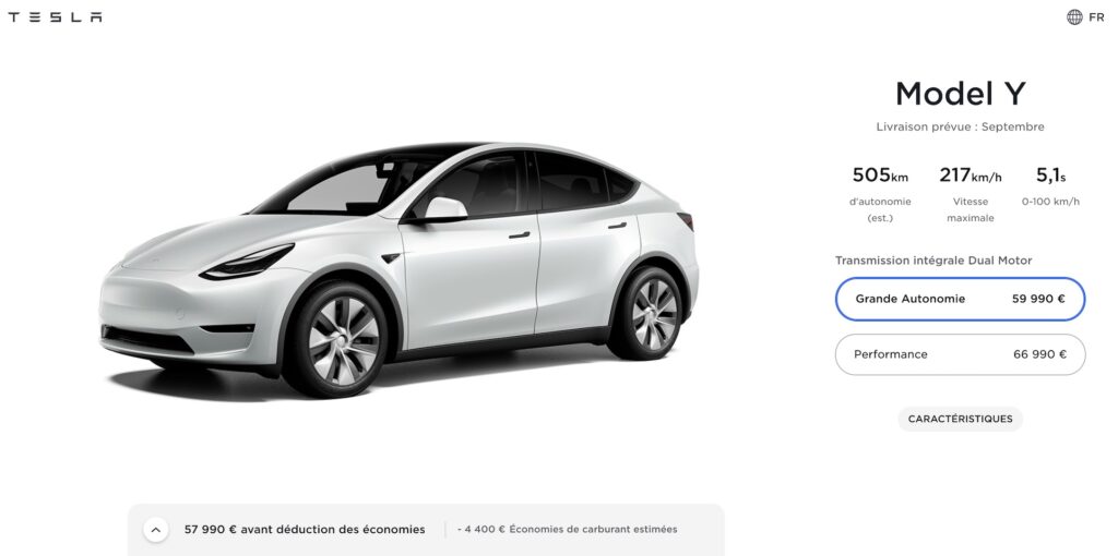Configurateur Tesla Model Y // Source : Tesla Configurateur Tesla Model Y // Source : Tesla