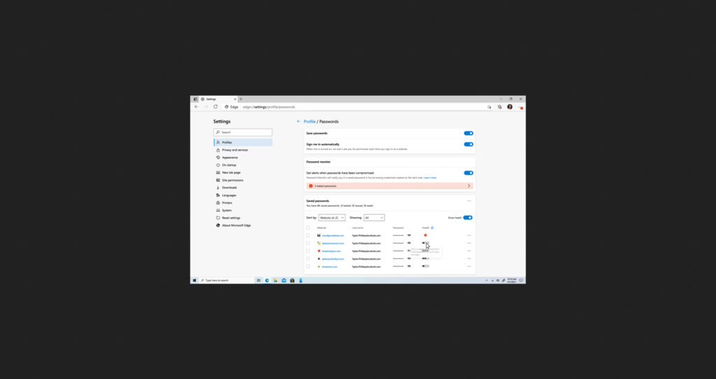 Edge password checkup 2