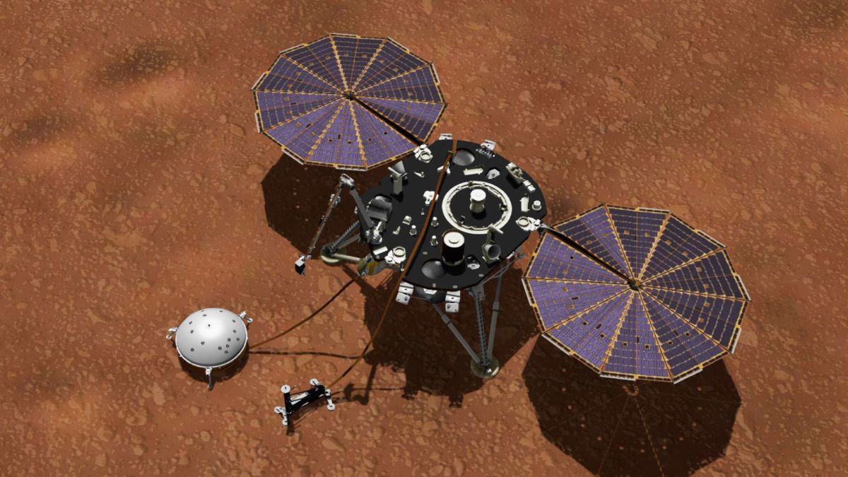 Vue d'artiste d'InSight. // Source : NASA/JPL-Caltech (image recadrée) Vue d'artiste d'InSight. // Source : NASA/JPL-Caltech (image recadrée)