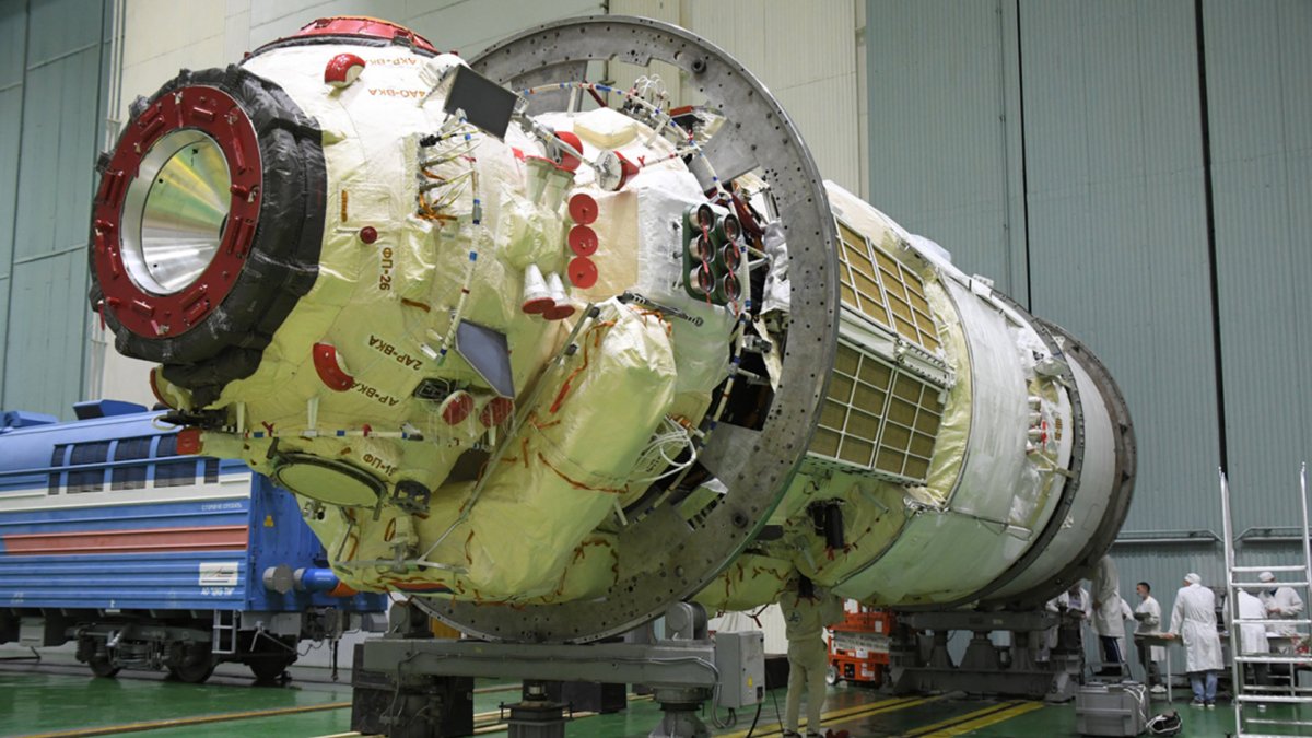 Le module Nauka. // Source : Roscosmos (image recadrée) Le module Nauka. // Source : Roscosmos (image recadrée)