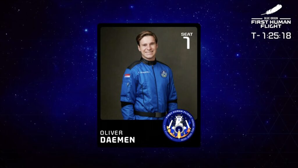 Oliver Daemen est le plus jeune à aller dans l'espace // Source : YouTube/Blue Origin Oliver Daemen est le plus jeune à aller dans l'espace // Source : YouTube/Blue Origin