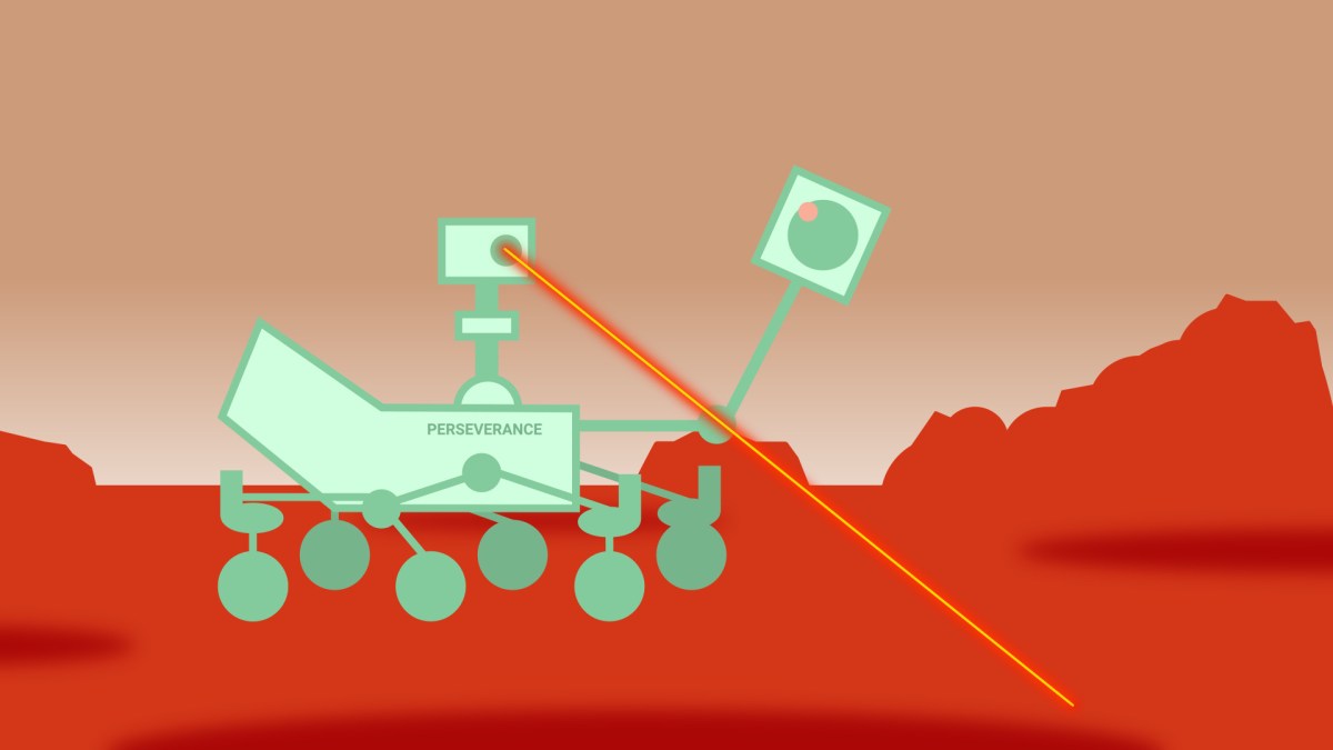 Perseverance utilisant son laser sur Mars. // Source : Nino Barbey pour Numerama Perseverance utilisant son laser sur Mars. // Source : Nino Barbey pour Numerama