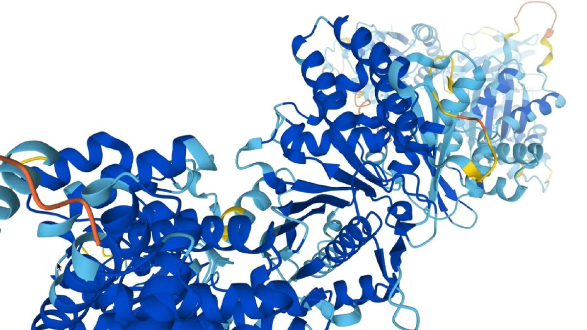 Protéine reconstituée par AlphaFold. // Source : DeepMind Protéine reconstituée par AlphaFold. // Source : DeepMind