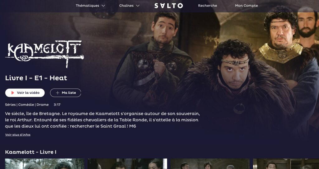 Capture d'écran de l'intégrale de Kaamelott sur Salto // Source : Salto Capture d'écran de l'intégrale de Kaamelott sur Salto // Source : Salto