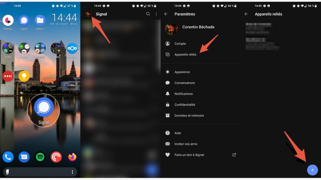 La marche à suivre pour synchroniser son smartphone et son PC sur Signal // Source : Capture d'écran