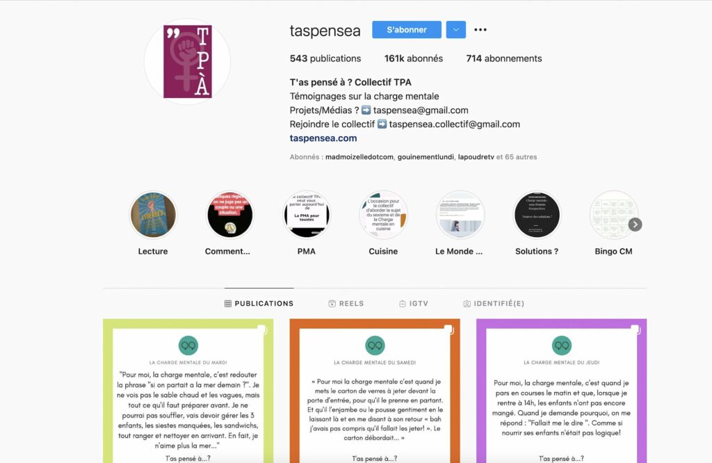 Le collectif "t'as pensé à" sur Instagram // Source : Instagram Le collectif "t'as pensé à" sur Instagram // Source : Instagram