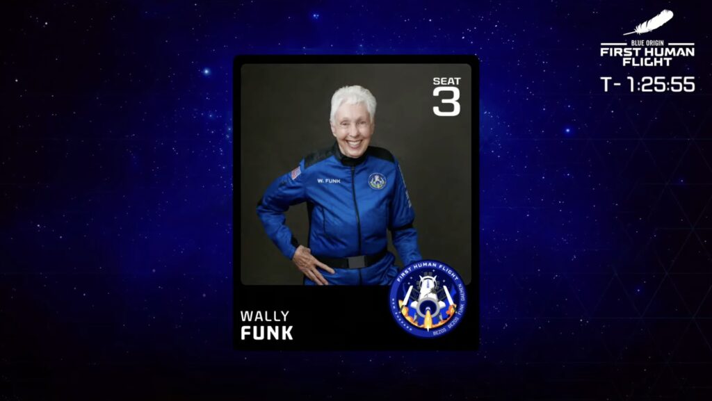 Wally Funk est la plus vieille personne à aller dans l'espace // Source : YouTube/Blue Origin Wally Funk est la plus vieille personne à aller dans l'espace // Source : YouTube/Blue Origin
