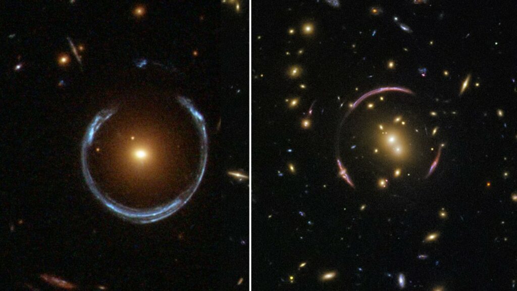 Anneaux d'Einstein. // Source : ESA/Hubble. Anneaux d'Einstein. // Source : ESA/Hubble.