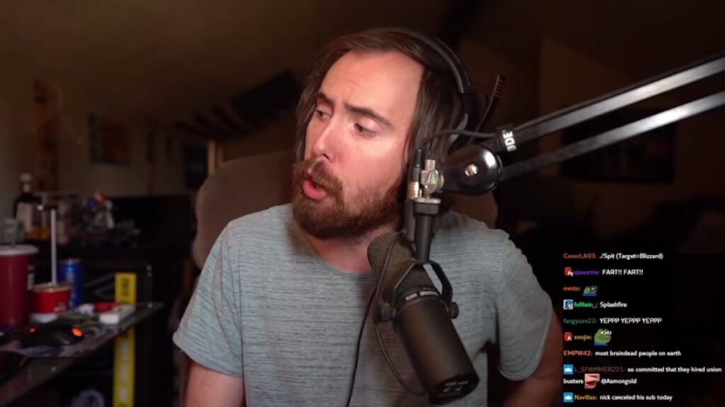 Asmongold, influent streamer, a critiqué la disparition du /spit. // Source : YouTube