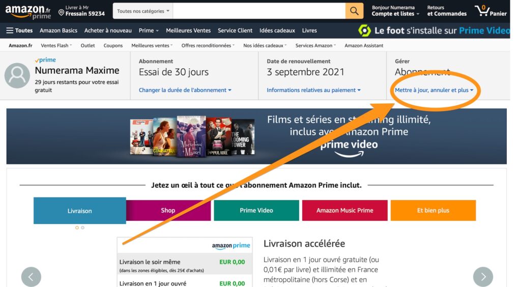 Comment s'abonner à Amazon pour regarder le foot // Source : Capture d'écran Comment s'abonner à Amazon pour regarder le foot // Source : Capture d'écran