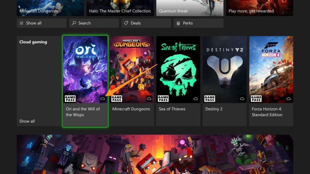 Le cloud gaming sur les consoles Xbox // Source : Microsoft
