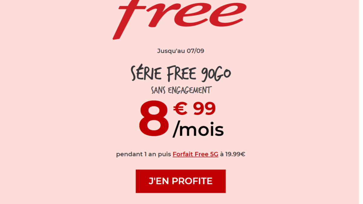 Détails du forfait 90 Go à 8,99 euros par mois // Source : Free. Détails du forfait 90 Go à 8,99 euros par mois // Source : Free.