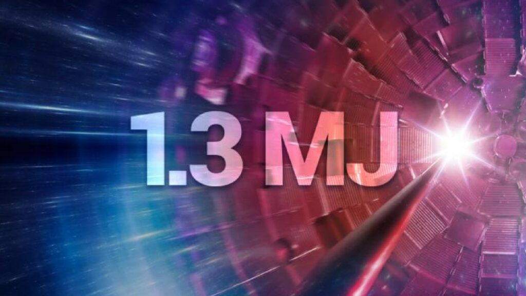 La fusion a atteint 1,35 mégajoule dans cette expérience. // Source : LLNL La fusion a atteint 1,35 mégajoule dans cette expérience. // Source : LLNL