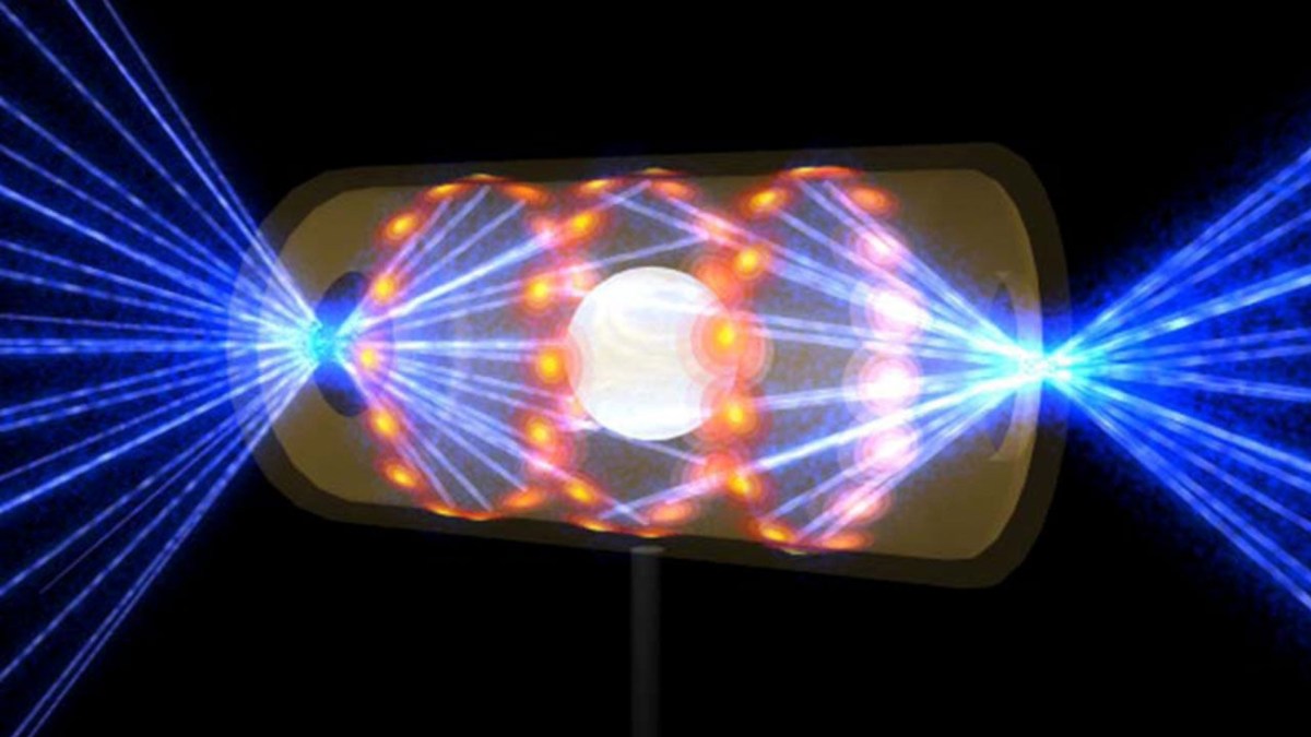 Représentation du mécanisme de fusion nucléaire par confinement inertiel. // Source : LLNL Représentation du mécanisme de fusion nucléaire par confinement inertiel. // Source : LLNL