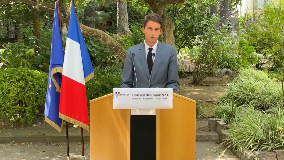 Gabriel Attal, le 11 août 2021. // Source : Elysée Gabriel Attal, le 11 août 2021. // Source : Elysée