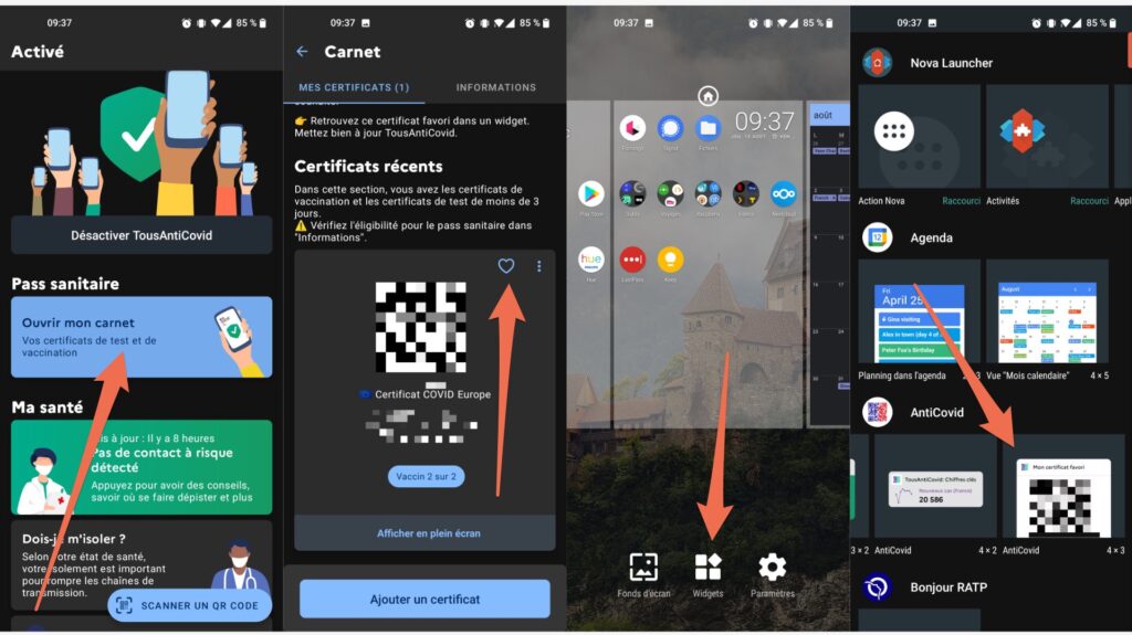 La procédure pour ajouter son pass sanitaire en widget sur Android La procédure pour ajouter son pass sanitaire en widget sur Android