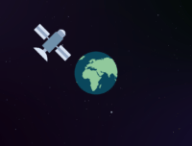Un satellite passant devant la Terre. // Source : Nino Barbey pour Numerama