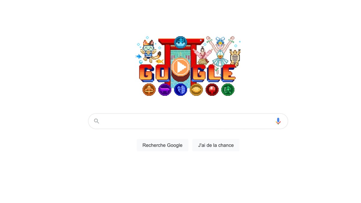 Le Doodle de Google sur l'Ile des Champions // Source : Google Le Doodle de Google sur l'Ile des Champions // Source : Google