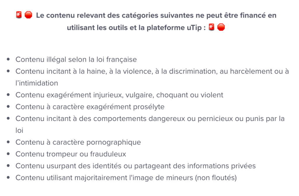 La charte uTip // Source : uTip La charte uTip // Source : uTip