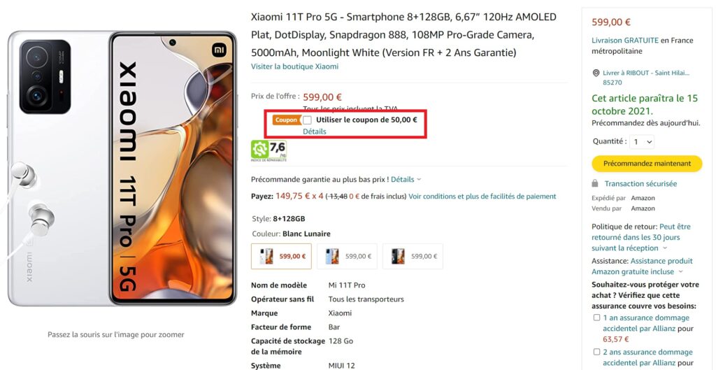 coupon promotionnel amazon xiaomi 11T pro coupon promotionnel amazon xiaomi 11T pro
