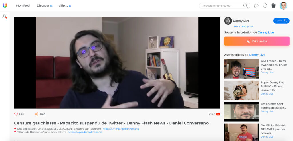 La page uTip de Daniel Conversano, depuis supprimée // Source : Capture d'écran Numerama La page uTip de Daniel Conversano, depuis supprimée // Source : Capture d'écran Numerama