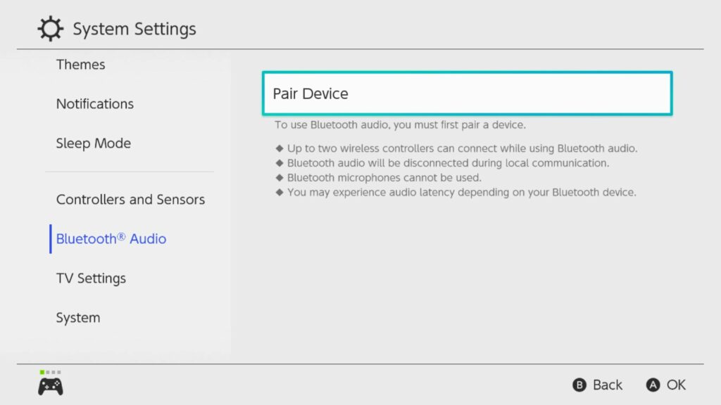 Audio Bluetooth sur Nintendo Switch // Source : Nintendo Audio Bluetooth sur Nintendo Switch // Source : Nintendo