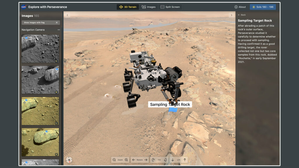 Ici, on voit les cibles d'échantillonnage de Perseverance sur Mars. // Source : Capture d'écran Explore with Perseverance Ici, on voit les cibles d'échantillonnage de Perseverance sur Mars. // Source : Capture d'écran Explore with Perseverance
