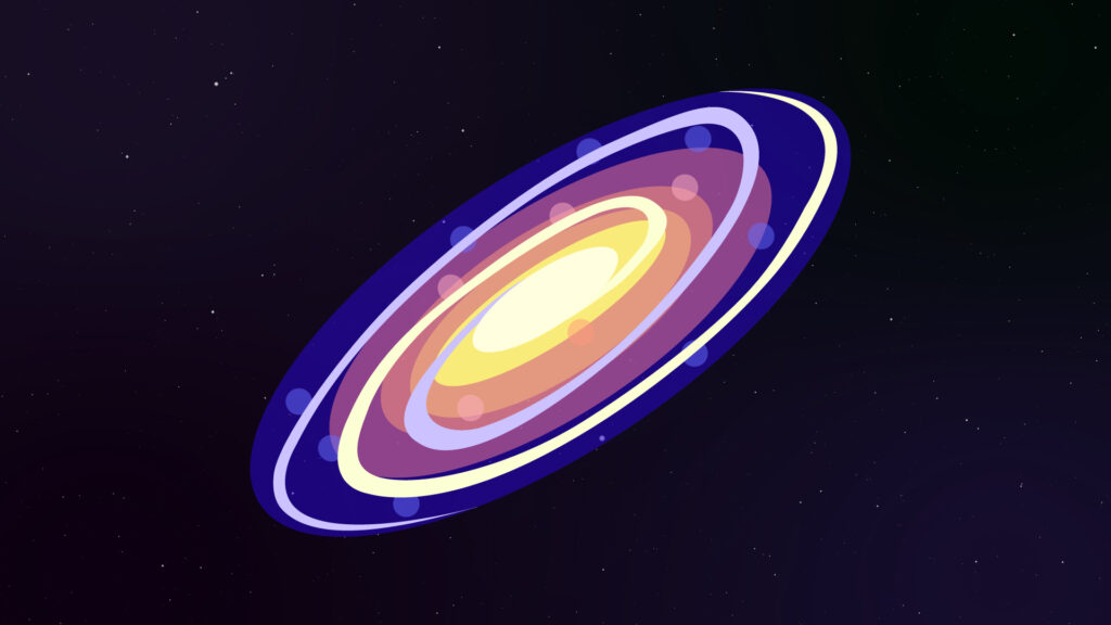 Une galaxie, illustration. // Source : Nino Barbey pour Numerama Une galaxie, illustration. // Source : Nino Barbey pour Numerama