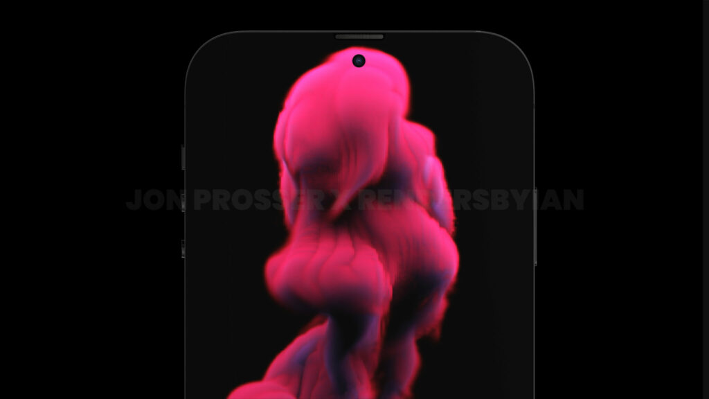 L'iPhone 14 aura-t-il un trou à la place de l'encoche à l'avant ? (image mockup) // Source : frontpagetech / Jon Prosser