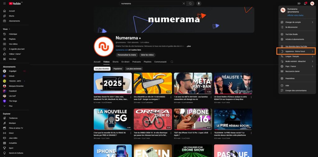 mode nuit youtube mode nuit youtube