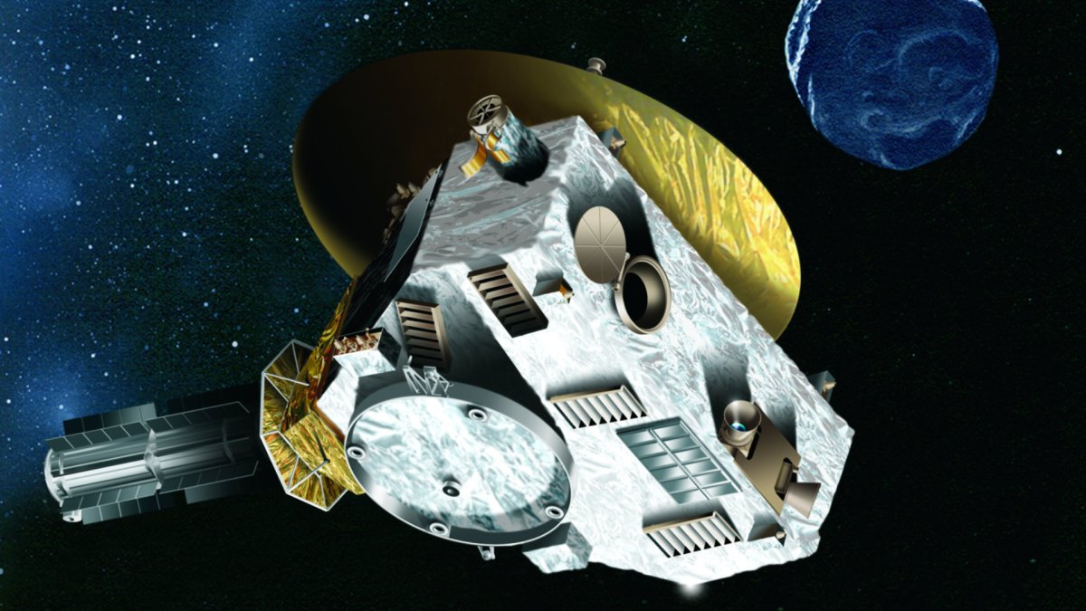 Vue d'artiste de New Horizons. // Source : Johns Hopkins University Applied Physics Laboratory/South (image recadrée) Vue d'artiste de New Horizons. // Source : Johns Hopkins University Applied Physics Laboratory/South (image recadrée)