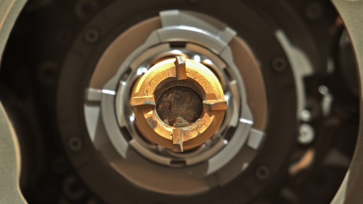 Le morceau de roche collecté par Perseverance. // Source : Flickr/CC/NASA/JPL-Caltech/ASU/Kevin M. Gill (image recadrée) Le morceau de roche collecté par Perseverance. // Source : Flickr/CC/NASA/JPL-Caltech/ASU/Kevin M. Gill (image recadrée)