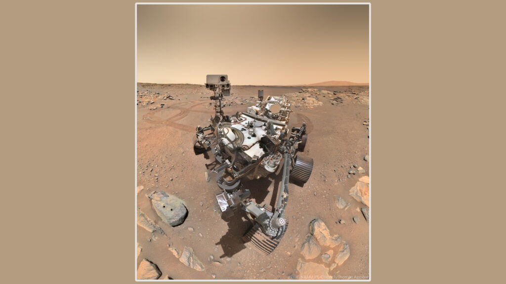 Le selfie de Perseverance avec « Rochette », assemblé par Thomas Appéré. // Source : Flickr/Nasa/JPL-Caltech/Thomas Appéré Le selfie de Perseverance avec « Rochette », assemblé par Thomas Appéré. // Source : Flickr/Nasa/JPL-Caltech/Thomas Appéré