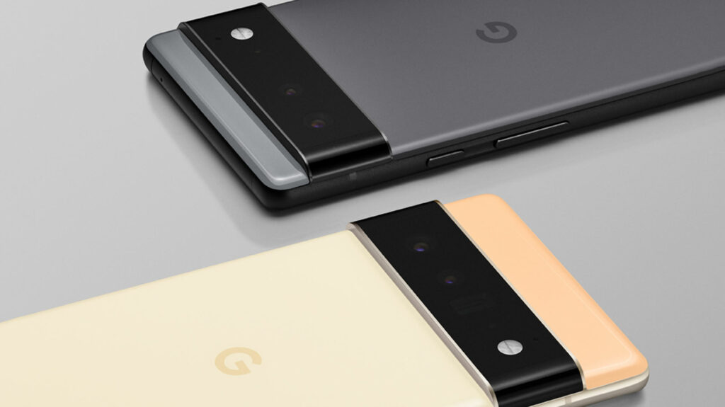 Les Pixel 6 (bas) et 6 Pro (haut) dans toute leur splendeur // Source : Google Les Pixel 6 (bas) et 6 Pro (haut) dans toute leur splendeur // Source : Google
