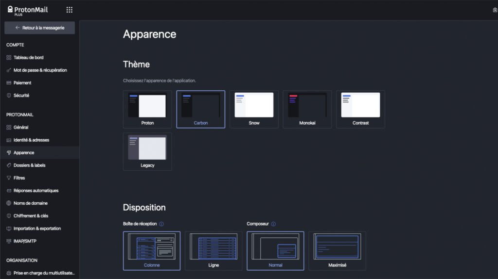 Si vous êtes adepte du Dark Mode, Proton a ce qu'il vous faut // Source : Capture d'écran Si vous êtes adepte du Dark Mode, Proton a ce qu'il vous faut // Source : Capture d'écran