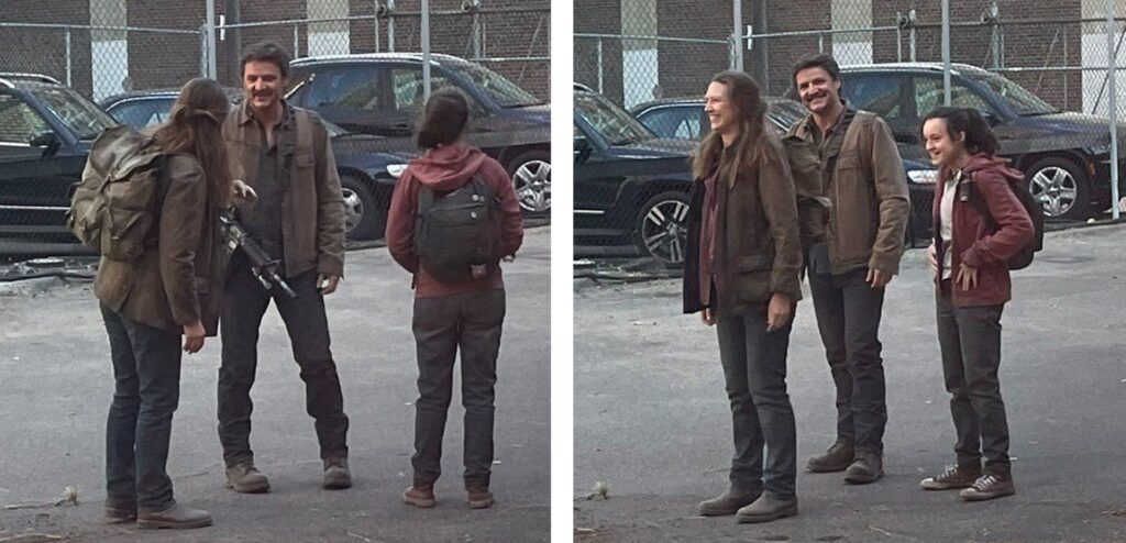 Tess, Joel et Ellie. // Source : Photo de tournage Tess, Joel et Ellie. // Source : Photo de tournage