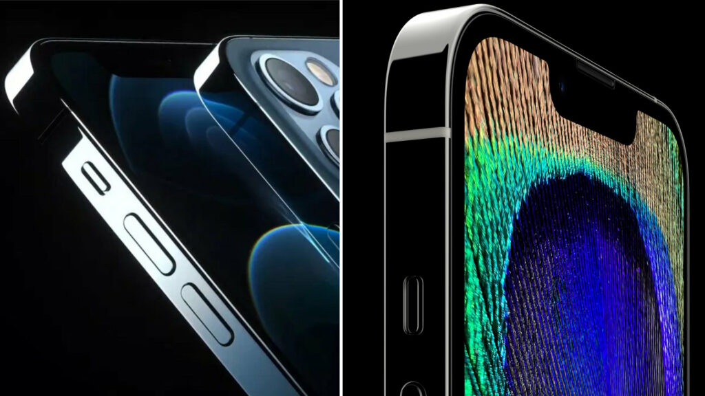 L'iPhone 12 Pro à gauche, 13 Pro à droite // Source : Apple L'iPhone 12 Pro à gauche, 13 Pro à droite // Source : Apple