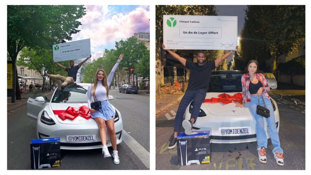 Les influenceuses EmmaCakeCup et EvaQueen ont posé avec Yomi Denzel // Source : Capture d'écran Numerama Les influenceuses EmmaCakeCup et EvaQueen ont posé avec Yomi Denzel // Source : Capture d'écran Numerama
