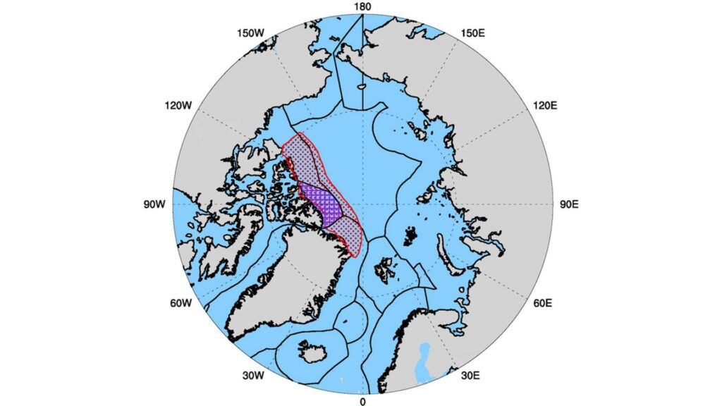 La zone concernée par la « Last Ice Area ». // Source : NEWTON ET AL., EARTH’S FUTURE, 2021 La zone concernée par la « Last Ice Area ». // Source : NEWTON ET AL., EARTH’S FUTURE, 2021