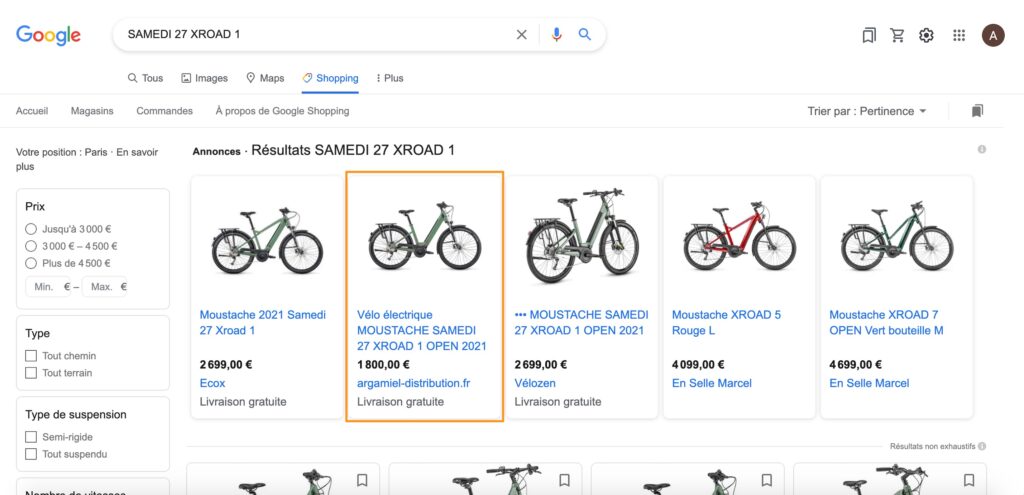 Argamiel Distribution apparaissait en très bonne position sur Google Shopping // Source : Capture d'écran Numerama Argamiel Distribution apparaissait en très bonne position sur Google Shopping // Source : Capture d'écran Numerama