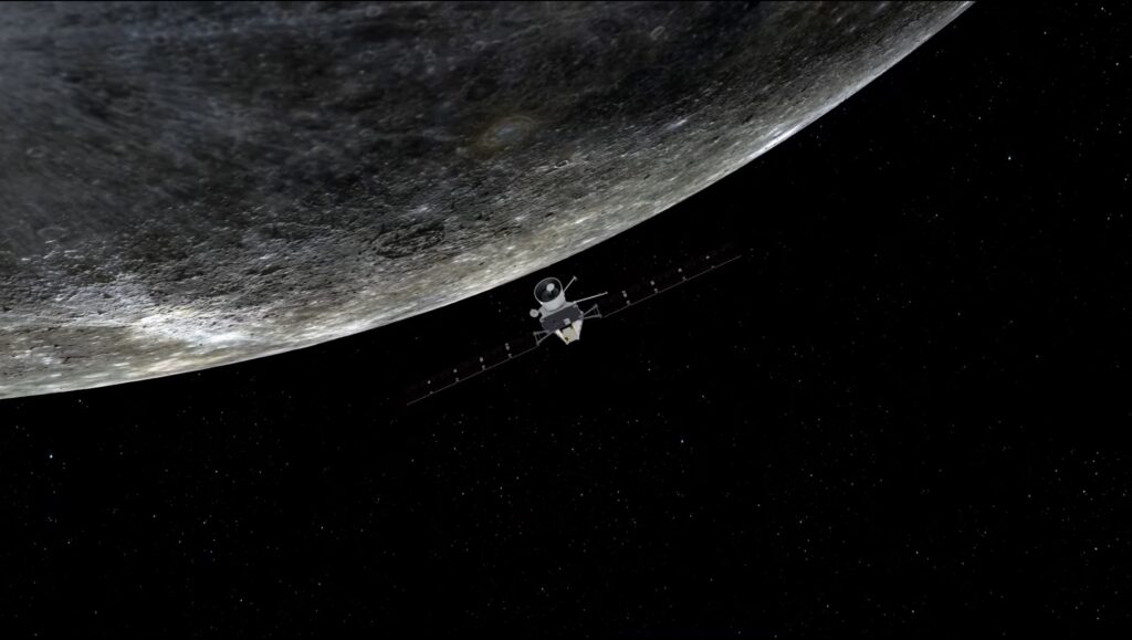 Une visualisation du survol de Mercure par BepiColombo // Source : YT/European Space Agency, ESA