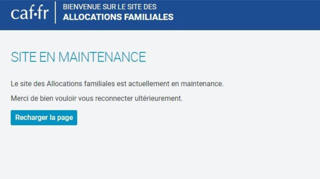 Lors des tenatives de connexion, le site indique être « en maintenance » // Source : Capture d'écran Lors des tenatives de connexion, le site indique être « en maintenance » // Source : Capture d'écran
