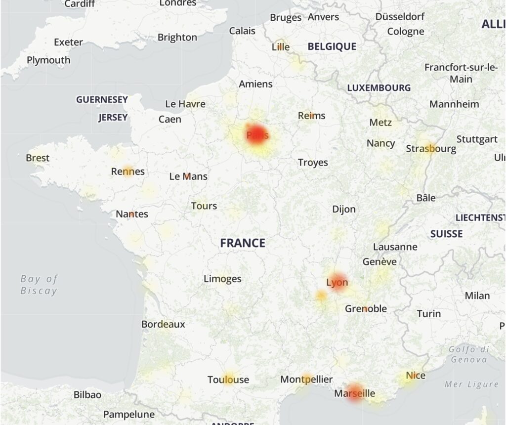 Des problèmes sur la ligne SFR ce 26 octobre 2021 // Source : downdetector Des problèmes sur la ligne SFR ce 26 octobre 2021 // Source : downdetector