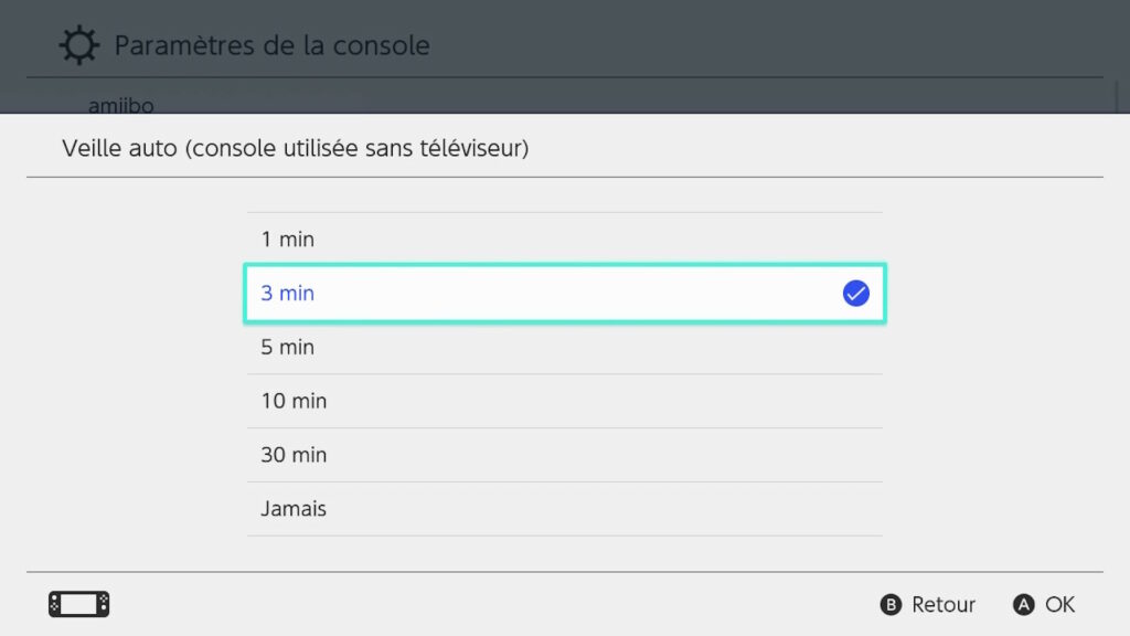 Veille automatique sur Nintendo Switch OLED // Source : Capture d'écran Veille automatique sur Nintendo Switch OLED // Source : Capture d'écran