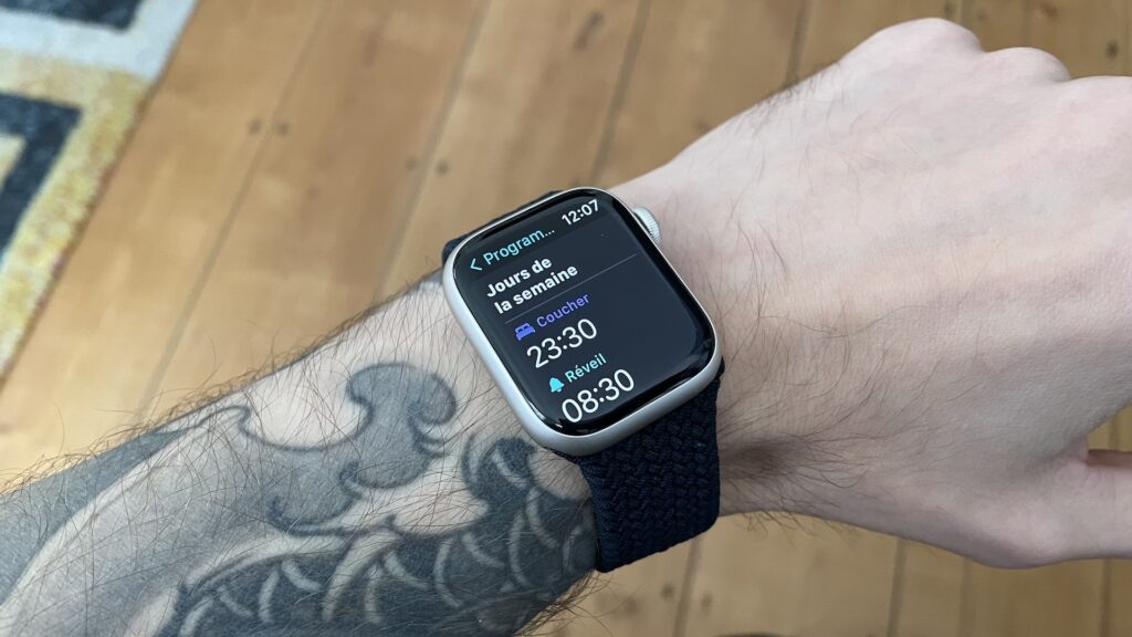 Le suivi du sommeil sur l'Apple Watch Series 7 // Source : Maxime Claudel pour Numerama Le suivi du sommeil sur l'Apple Watch Series 7 // Source : Maxime Claudel pour Numerama