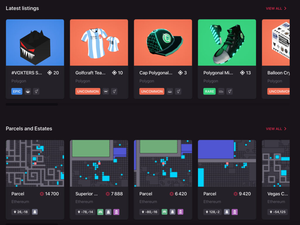On trouve déjà des NFT métaverse en vente // Source : Decentraland On trouve déjà des NFT métaverse en vente // Source : Decentraland