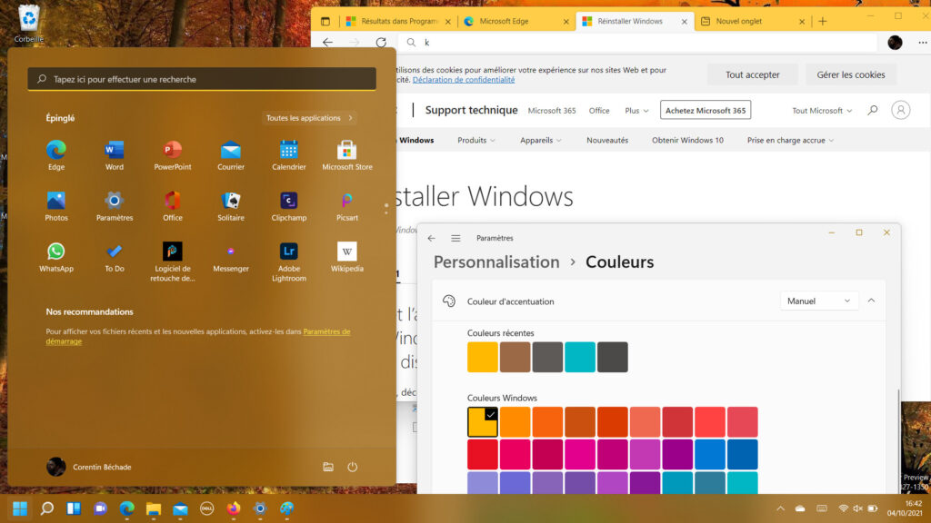 Vous pouvez parer Windows 11 de vos couleurs préférées // Source : Capture d'écran Vous pouvez parer Windows 11 de vos couleurs préférées // Source : Capture d'écran
