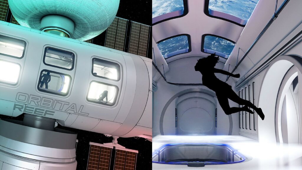 Modélisations d'Orbital Reef fournies par l'entreprise. // Source : Blue Origin Modélisations d'Orbital Reef fournies par l'entreprise. // Source : Blue Origin